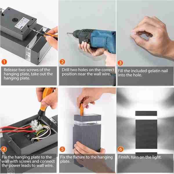 LED Outdoor Wall Lamp, Aluminum Up/Down Outside Wall Light Exterior Wall Sconce, Waterproof - Image 4