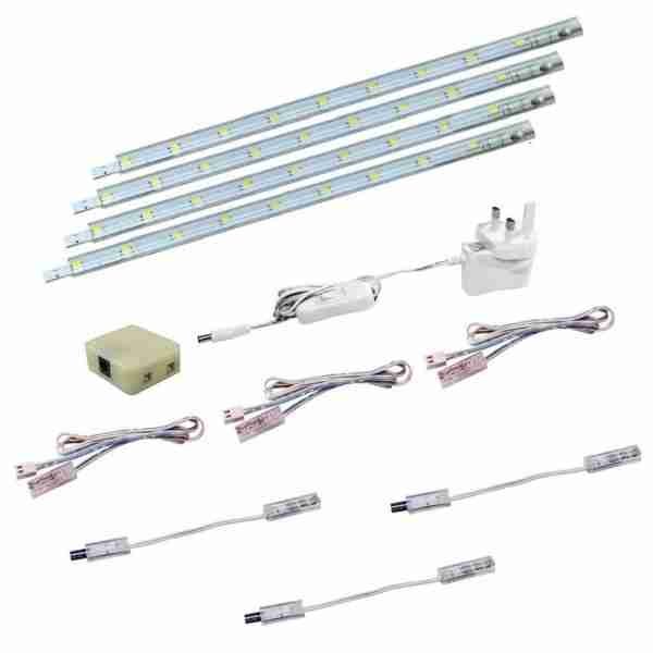 LED Under Kitchen Cupboard Cabinet Strip Lights Day Light | Cool White | 4 x 30cm Plug in - Image 4