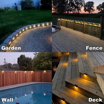 Outdoor Solar-Powered Deck Lights for Fence, Patio, Stairs, and Pathway-Warm White(Pack of 12)