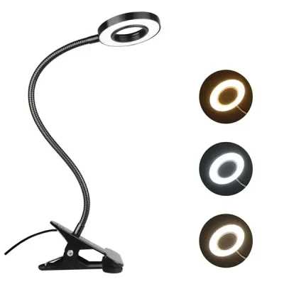 Versatile Clip-On LED Lamp for Reading, Studying, and Gaming – 3 Color Modes, Eye-Care Desk Light for Bed – Black|Pack Of 2|