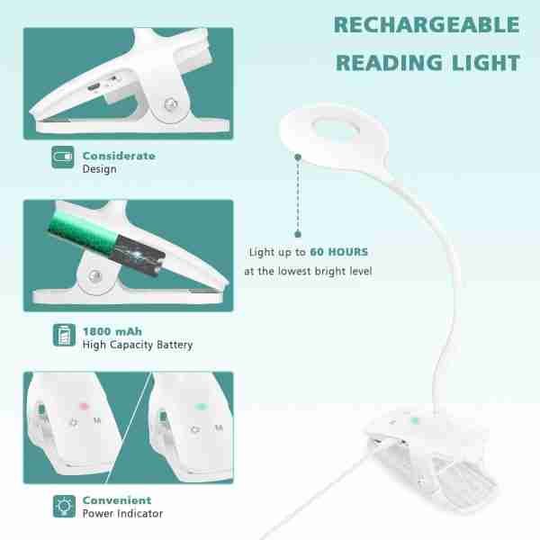 Pack Of 2 LED Reading Light, Eye Protection Desk Lamp for Home Book, Bed & Computer - Image 3
