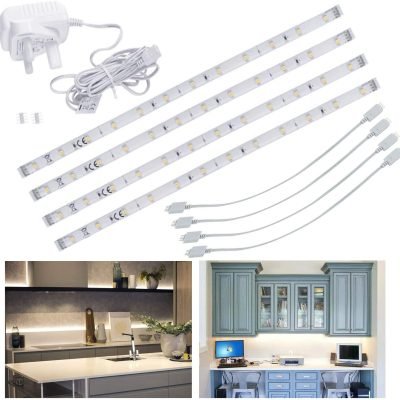 LED Under Kitchen Cupboard Cabinet Strip Lights Day Light | Cool White | 4 x 30cm Plug in