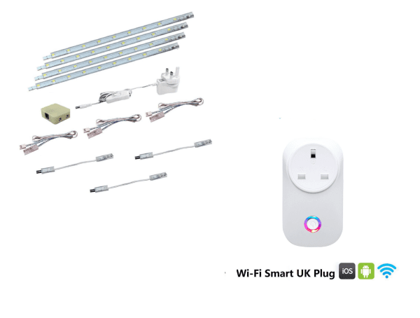 LED Under Kitchen Cupboard Cabinet Strip Lights Day Light | Cool White | 4 x 30cm Plug in - Image 3