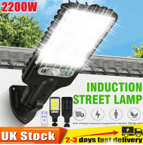 2200W LED Solar Power PIR Motion Sensor Wall Light Outdoor Garden Security Lamp