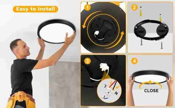 LED Ceiling Lights, 18W 1500LM,100W Equivalent |5000K Daylight White | Waterproof IP54 - Image 3