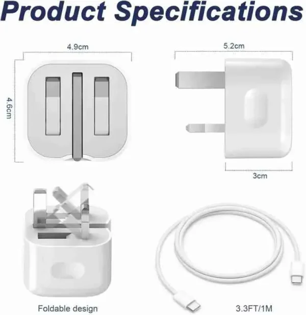 35W USB-C Fast Charging Adapter With USB-C to C Charging Cable For Apple iPhone 17, 16 & 15 Series | iPad | Google Pixel 7 & 8 | Samsung S25 & S24 Series - Image 7