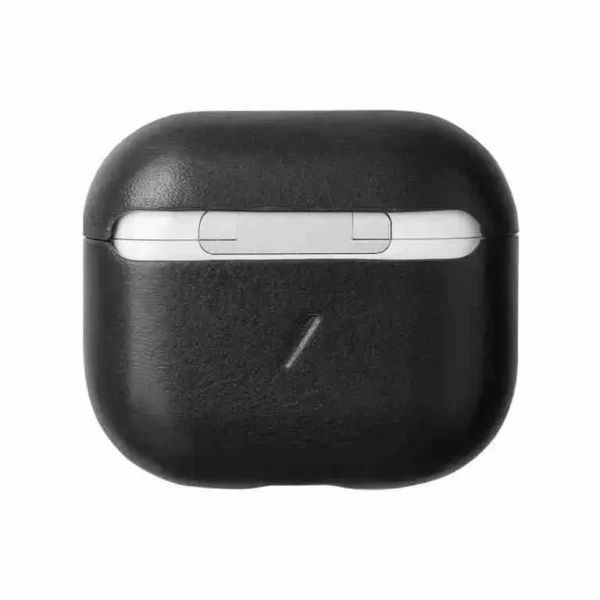 Leather Case for AirPods (3rd Generation) - Compatible with Qi Wireless Chargers - Black - Image 3