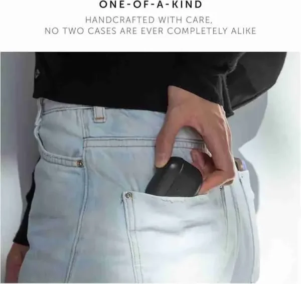 Leather Case for AirPods (3rd Generation) - Compatible with Qi Wireless Chargers - Black - Image 5