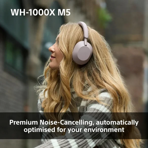 Sony WH-1000XM5 Wireless Noise Cancelling Over-Ear Headphones with Hi-Res Audio & 30Hr Battery – Smoky Pink - Image 5