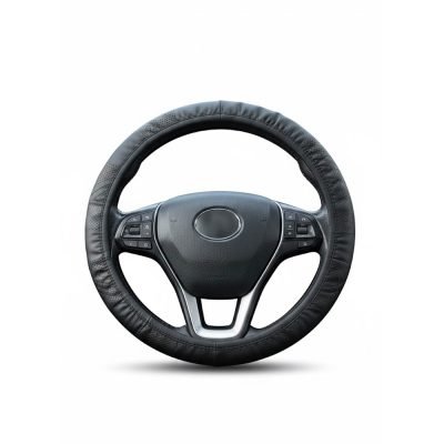 Universal Black PU Leather Elastic Car Steering Wheel Cover – Anti-Slip, Breathable, Comfortable Grip